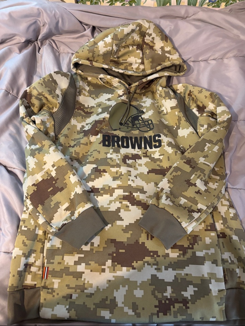 NFL Cleveland browns Olive and Brown Camo Hooded Pullover